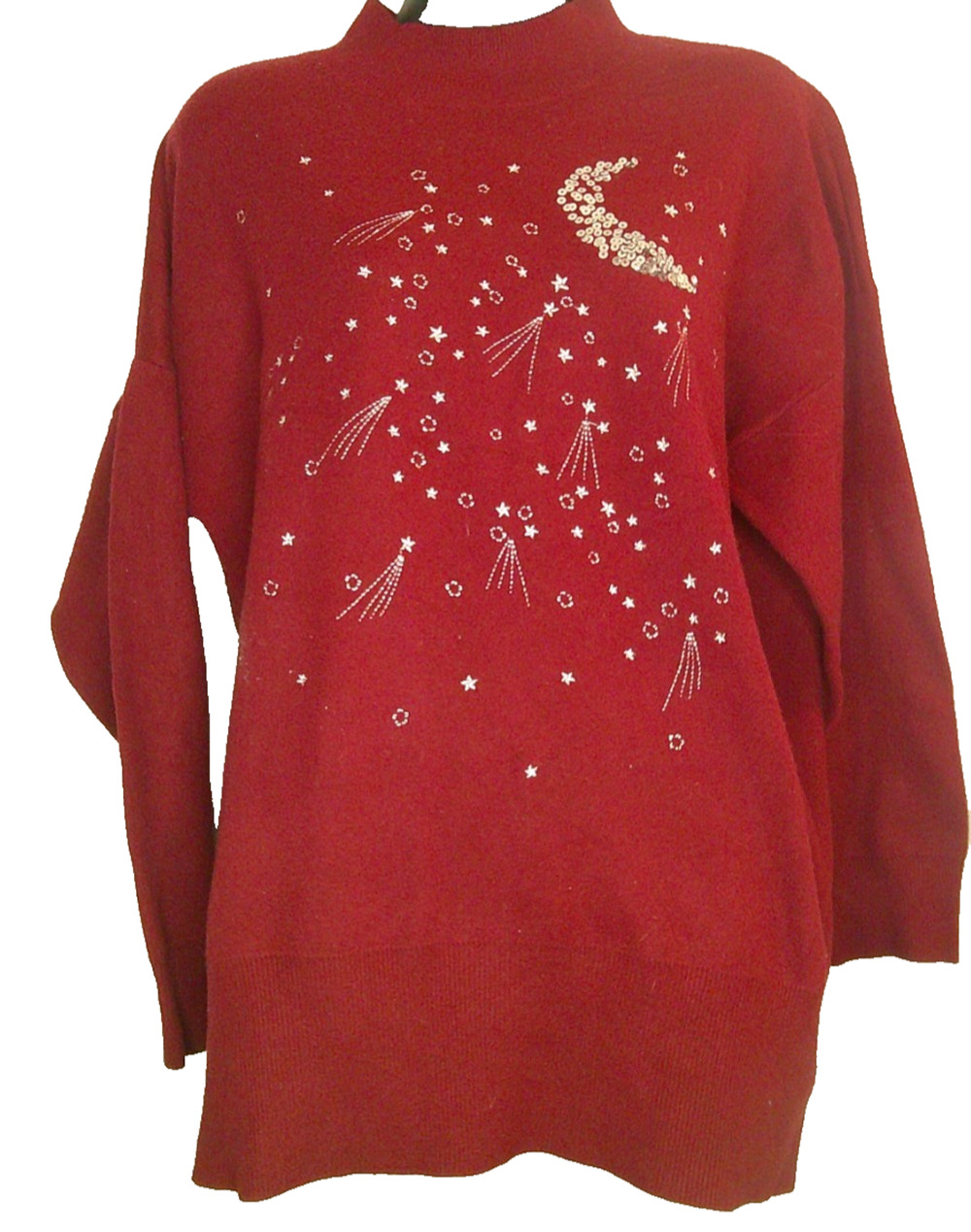 Torrid 1 Mock Neck Long Sleeve Maroon Sweater with Silver Embellishments